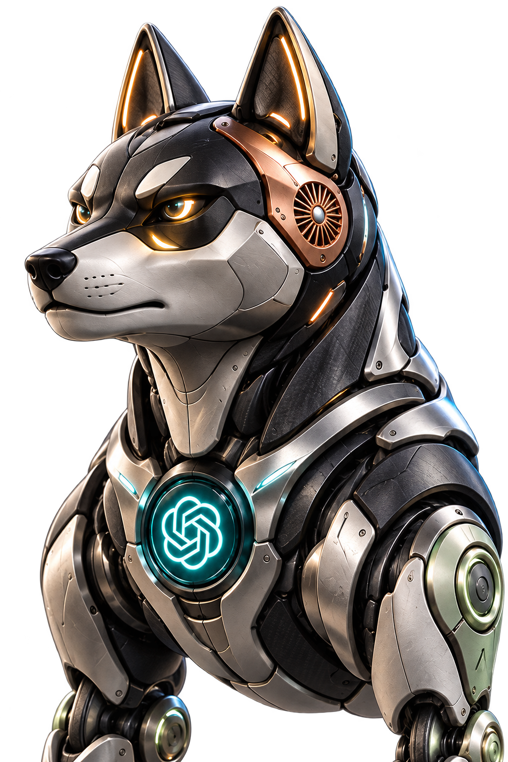 NeuroPup, a graphite and titanium five-AI robotic dog